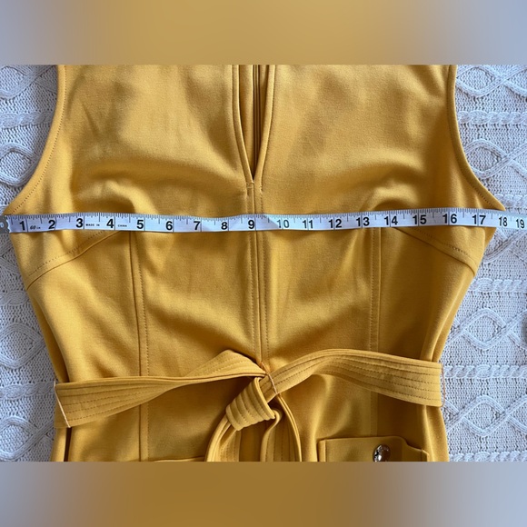 Tommy Hilfiger Rich Yellow Belted Mid Length Dress Women’s size 10 - Picture 14 of 16